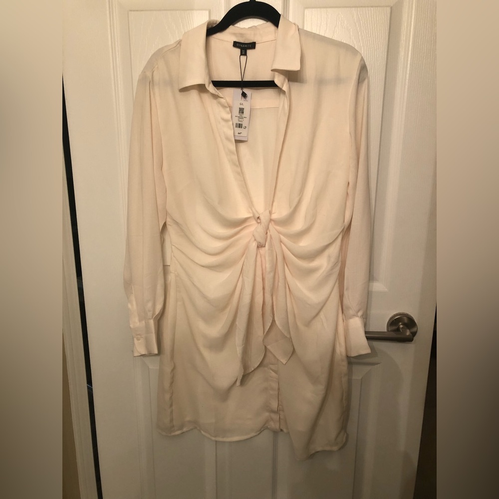 New with tags, ivory shirt dress, size large